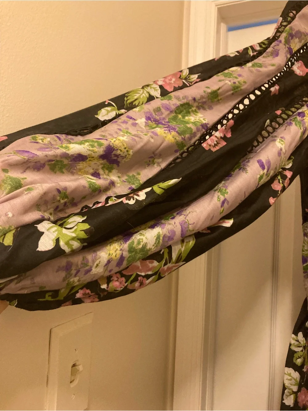 ASOS Black & Lavender Floral Puff-Sleeve Maxi Dress - Picture 7 of 13